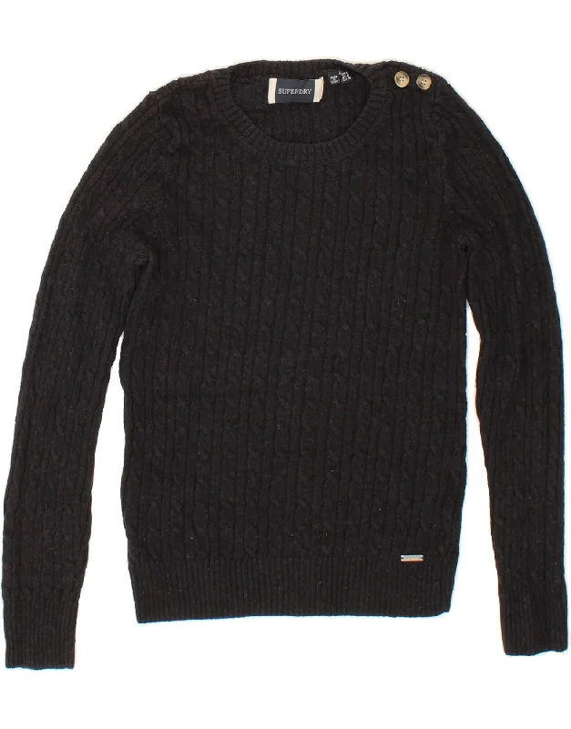 SUPERDRY Womens Crew Neck Jumper Sweater UK 8 Small Black Machine Wash Dry Clean Hand Wash SUPERDRY Womens Crew Neck Jumper Sweater UK 8 Small Black Machine Wash Dry Clean Hand Wash