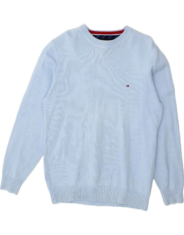 TOMMY HILFIGER Womens Boat Neck Jumper Sweater UK 16 Large Blue Cotton Real Fur Shearling Chenille TOMMY HILFIGER Womens Boat Neck Jumper Sweater UK 16 Large Blue Cotton Real Fur Shearling Chenille