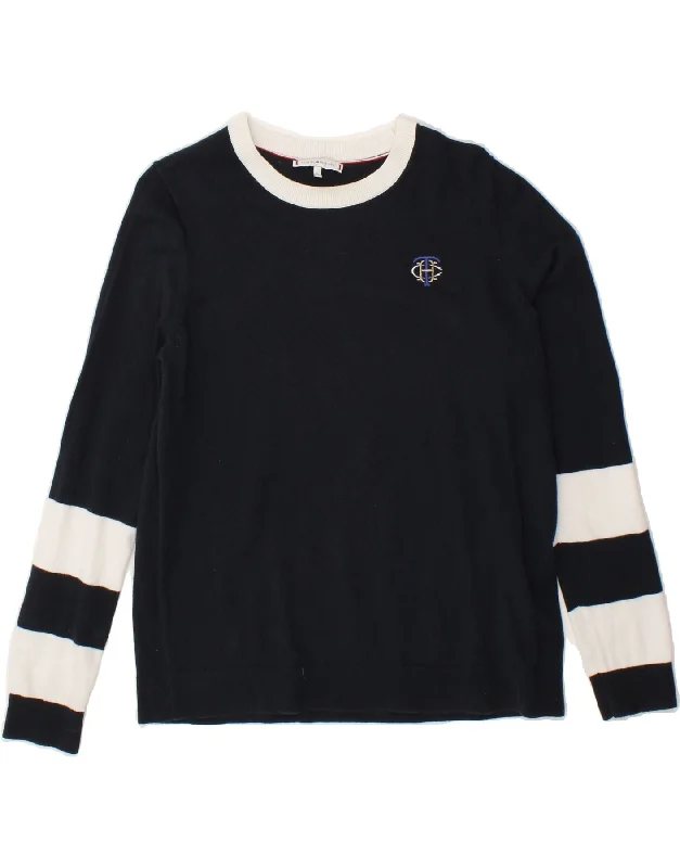 TOMMY HILFIGER Womens Boat Neck Jumper Sweater UK 16 Large Navy Blue Layered Multi-layer Single Layer TOMMY HILFIGER Womens Boat Neck Jumper Sweater UK 16 Large Navy Blue Layered Multi-layer Single Layer