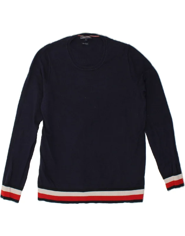 TOMMY HILFIGER Womens Crew Neck Jumper Sweater UK 18 XL Navy Blue Cotton Notch Collar Peter Pan Collar Cowl Neck TOMMY HILFIGER Womens Crew Neck Jumper Sweater UK 18 XL Navy Blue Cotton Notch Collar Peter Pan Collar Cowl Neck