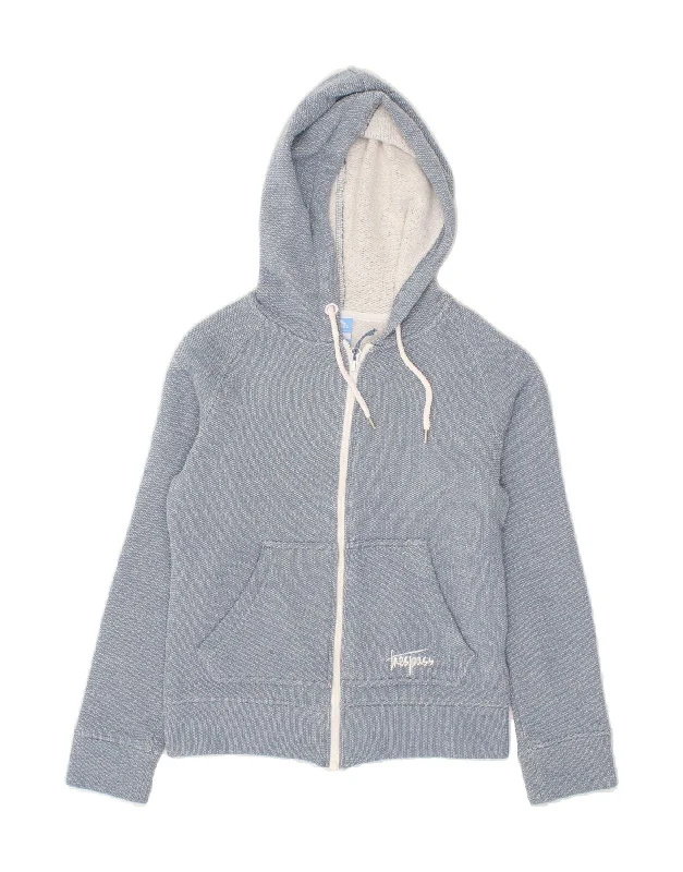 TRESPASS Womens Zip Hoodie Sweater UK 6 XS Blue Cotton Elasticated Padded Insulated