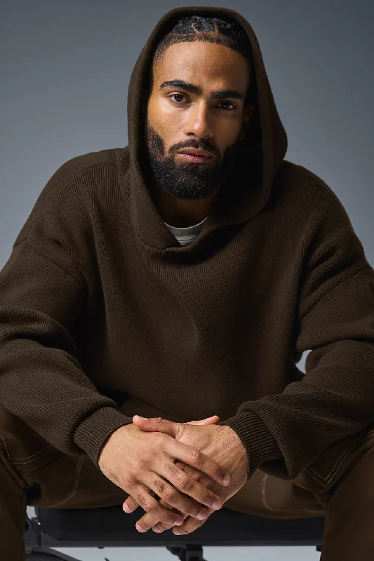 Scholar Hooded Sweater - Espresso Hooded Caped Shawl Collar