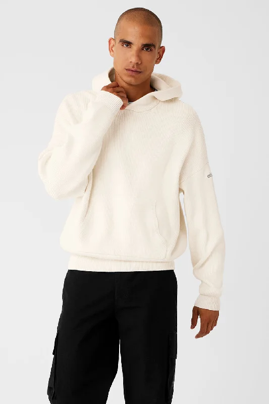 Scholar Hooded Sweater - Ivory Terry Terry Cloth Terry Knit