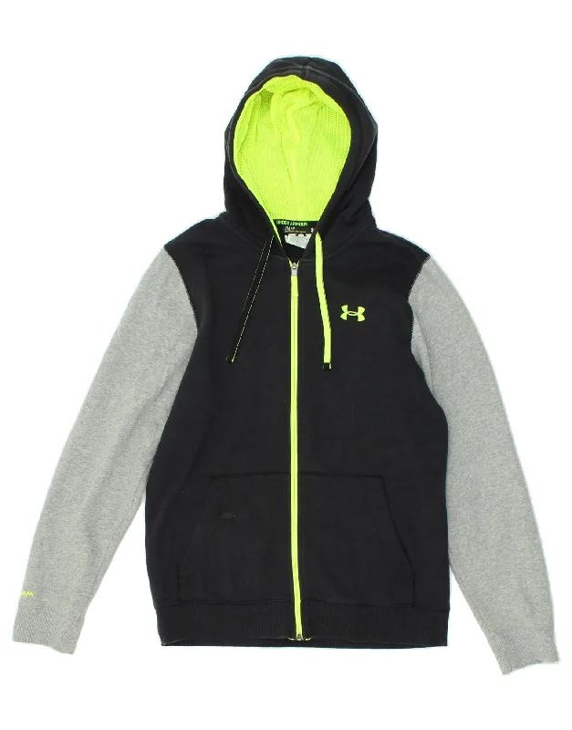 UNDER ARMOUR Mens Zip Hoodie Sweater Small Navy Blue Colourblock Cotton Print Jacquard Patchwork UNDER ARMOUR Mens Zip Hoodie Sweater Small Navy Blue Colourblock Cotton Print Jacquard Patchwork