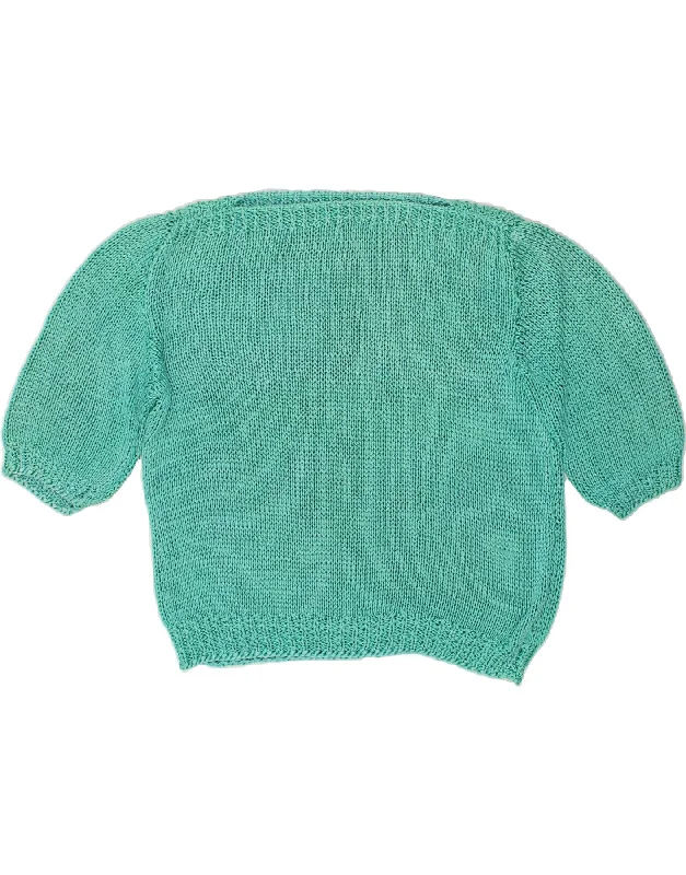 VINTAGE Womens Boat Neck Jumper Sweater UK 14 Medium Turquoise Cashmere Blend Cotton Blend Poly Blend VINTAGE Womens Boat Neck Jumper Sweater UK 14 Medium Turquoise Cashmere Blend Cotton Blend Poly Blend