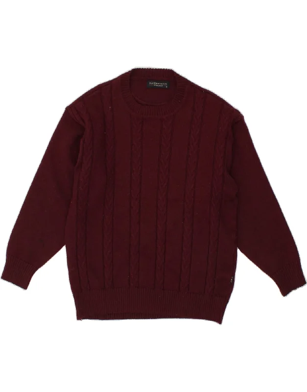 VINTAGE Womens Crew Neck Jumper Sweater UK 14 Medium Burgundy Wool Cashmere Blend Cotton Blend Poly Blend VINTAGE Womens Crew Neck Jumper Sweater UK 14 Medium Burgundy Wool Cashmere Blend Cotton Blend Poly Blend