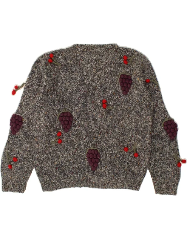 VINTAGE Womens Crew Neck Jumper Sweater UK 16 Large Grey Flecked Stylish Fashionable Trendy VINTAGE Womens Crew Neck Jumper Sweater UK 16 Large Grey Flecked Stylish Fashionable Trendy