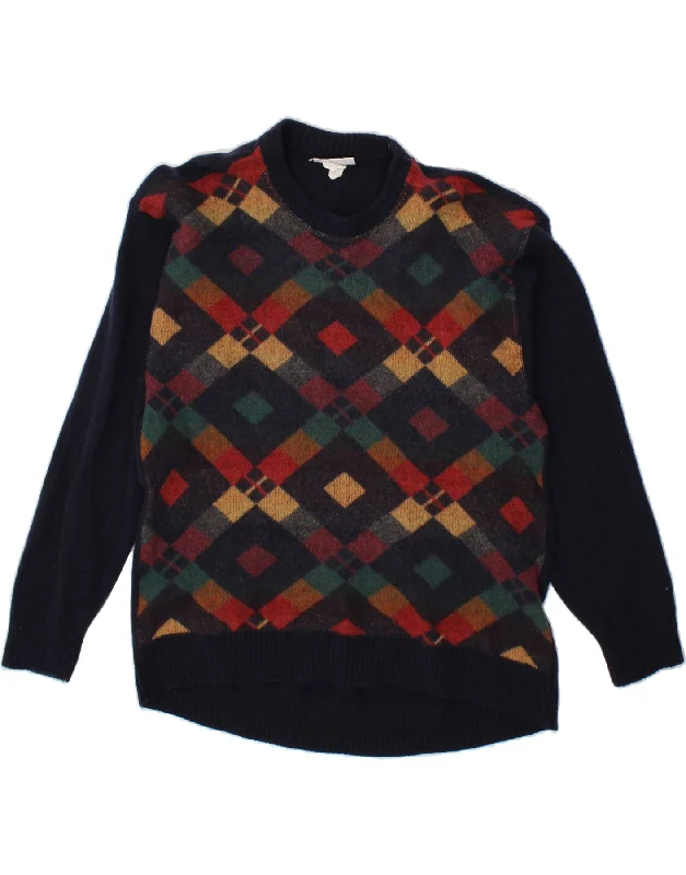 VINTAGE Womens Crew Neck Jumper Sweater UK 18 XL Navy Blue Argyle/Diamond Jersey Fabric Tulle Fabric Batik Fabric VINTAGE Womens Crew Neck Jumper Sweater UK 18 XL Navy Blue Argyle/Diamond Jersey Fabric Tulle Fabric Batik Fabric