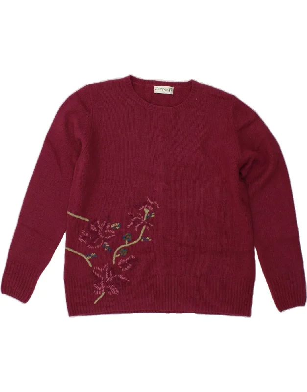 VINTAGE Womens Graphic Crew Neck Jumper Sweater UK 16 Large Burgundy Print Jacquard Patchwork VINTAGE Womens Graphic Crew Neck Jumper Sweater UK 16 Large Burgundy Print Jacquard Patchwork