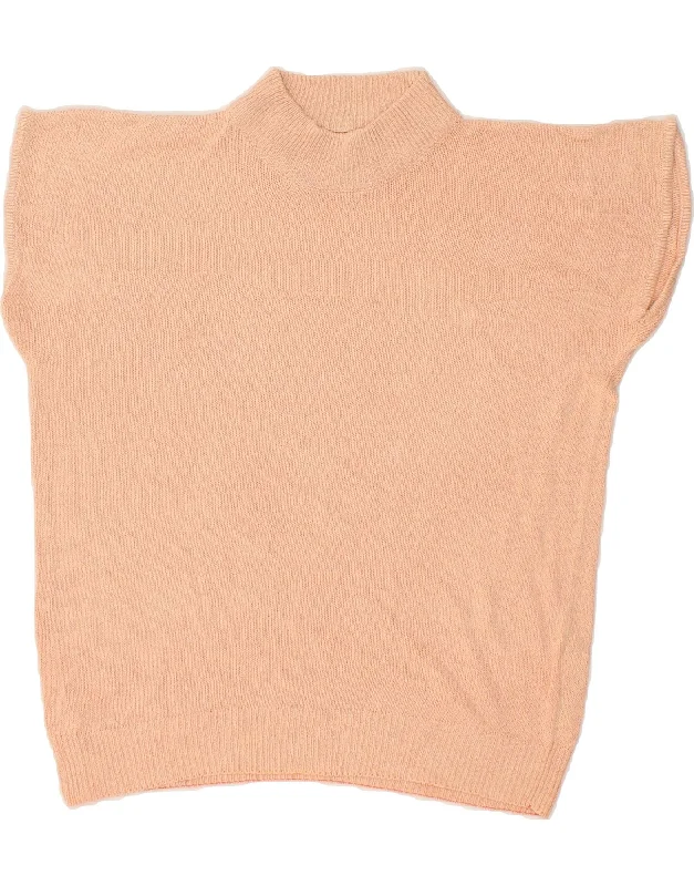 VINTAGE Womens Short Sleeve Turtle Neck Jumper Sweater UK 14 Medium Pink Terry Terry Cloth Terry Knit VINTAGE Womens Short Sleeve Turtle Neck Jumper Sweater UK 14 Medium Pink Terry Terry Cloth Terry Knit