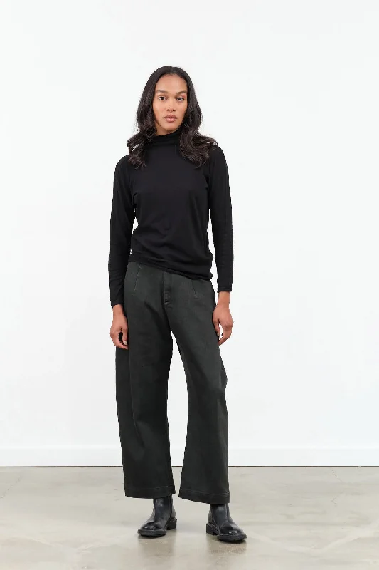 Sand-Washed Tailored Curve Legged Trouser in Washed Black Trousers Prom Sequined