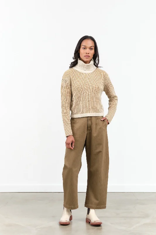Sand-Washed Tailored Curve Legged Trouser in Washed Walnut Trousers Party Sparkling
