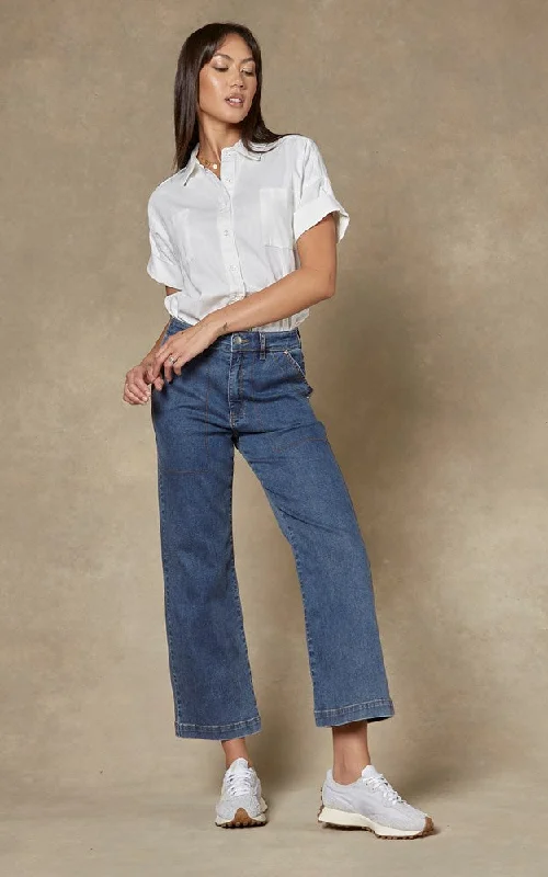 Cody Blue Denim Kick Flare Trouser Trousers Review Highly