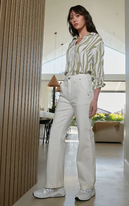 Misika Ivory Flare Leg Trousers Trousers Hiking Durable