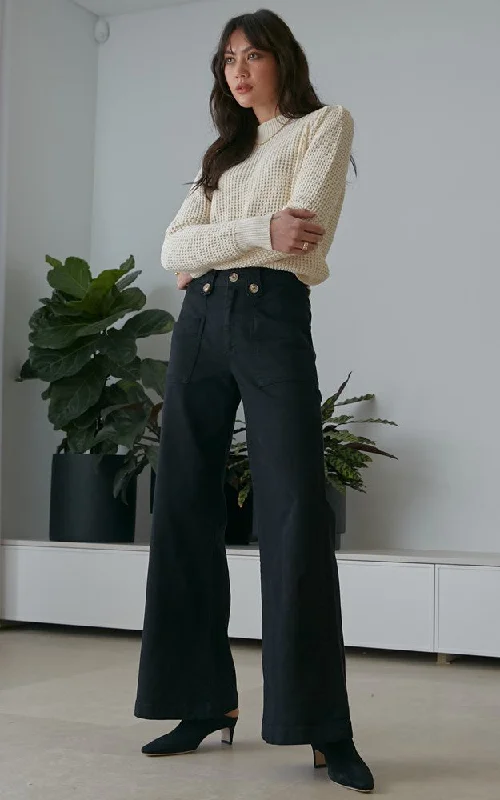 Piper Black Wide Leg Trouser Trousers Spring Floral