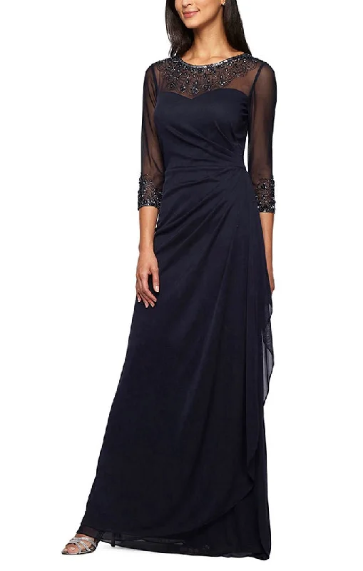 A-Line Mesh Gown with Beaded Illusion Sweetheart Neckline