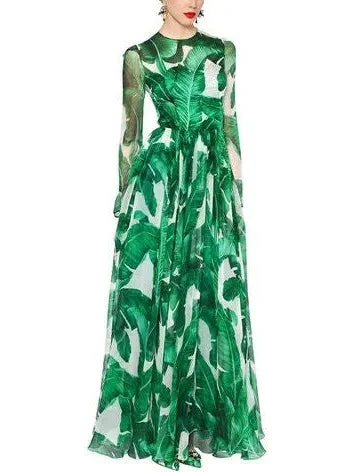 Banana Leaf Printed Long Gown