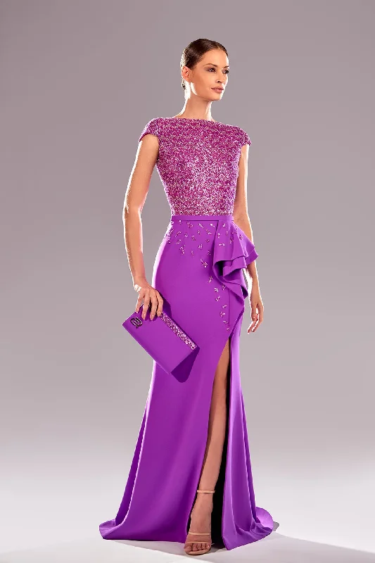 Beaded bodice crepe dress