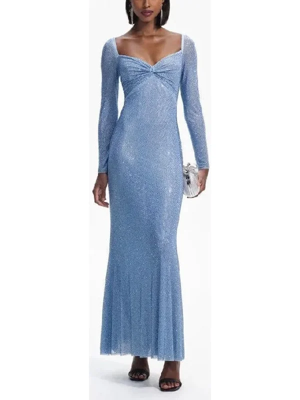 Blue Iridescent Crystal-Embellished Dress