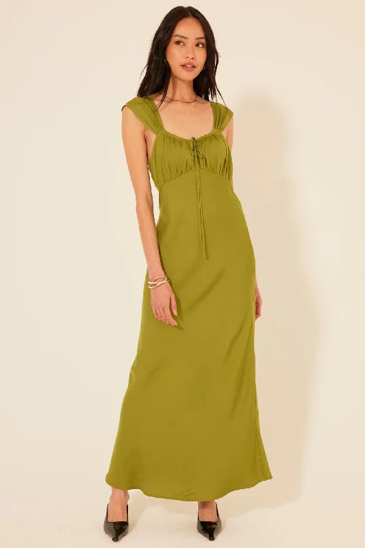 Chartreuse Cinch Top Slip Dress