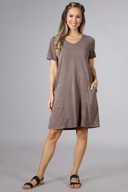 Chatoyant Mineral Wash Pocket Dress Desert Taupe