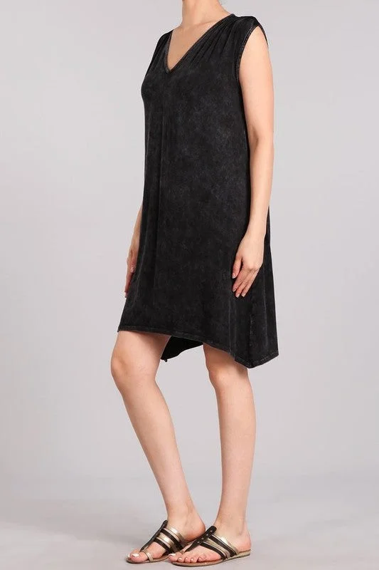 Chatoyant Mineral Wash Tank Dress Black