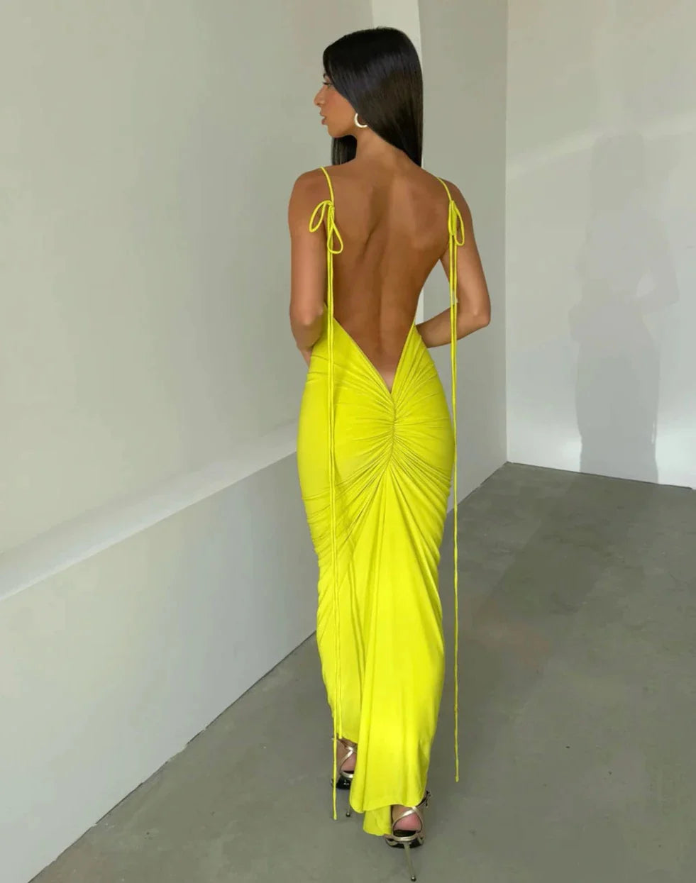 MELANI OLIVIA DRESS CHARTREUSE