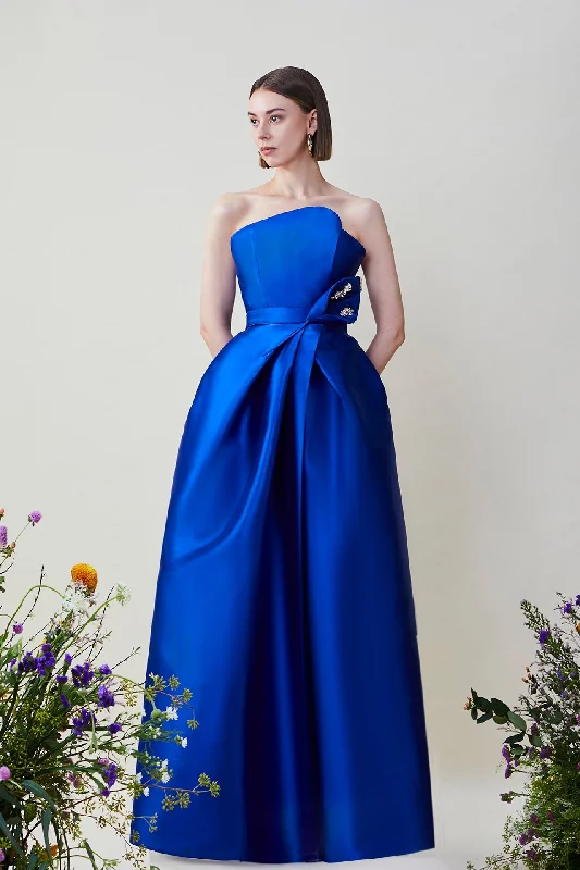 Corseted bodice taffeta dress