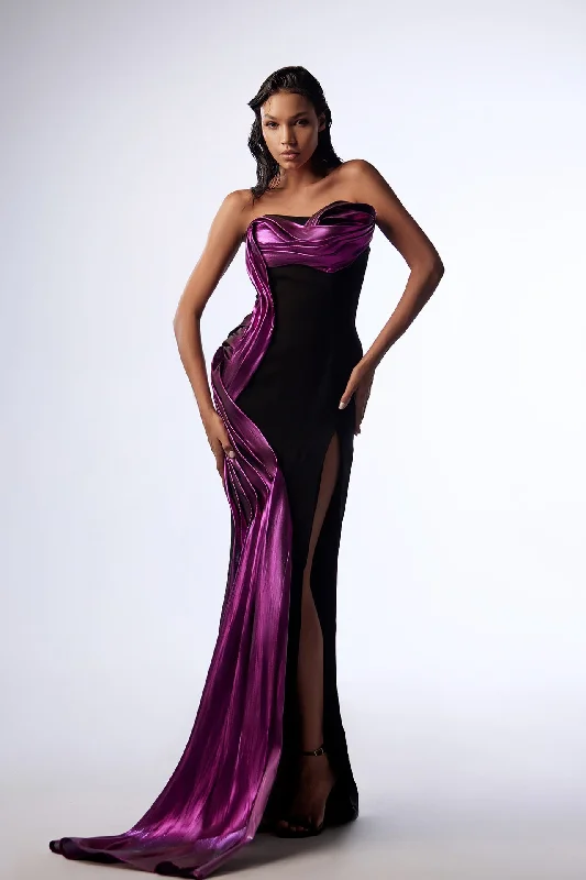 Crepe and satin mermaid dress