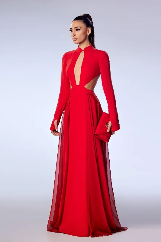 Crepe dress with cut-outs