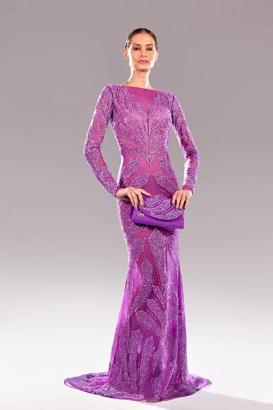 Crystal beaded mermaid gown