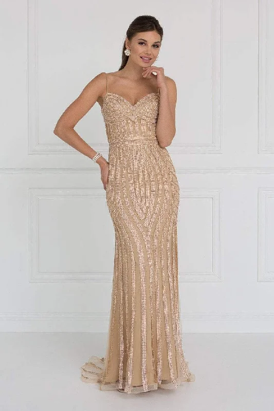 Elizabeth K - GL1543 Rhinestone Accented Sweetheart Sheath Dress