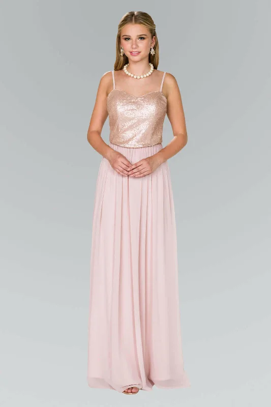 Full Sequin Top Chiffon Long Prom Dress GLGL2416