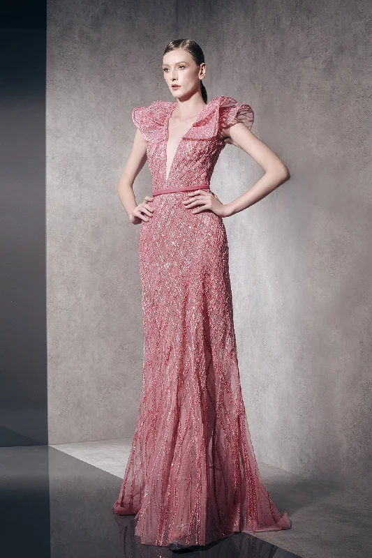 Fully beaded pink dress