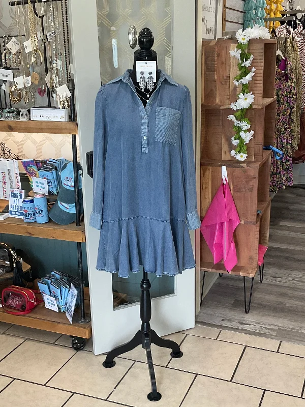 Half button down washed dress