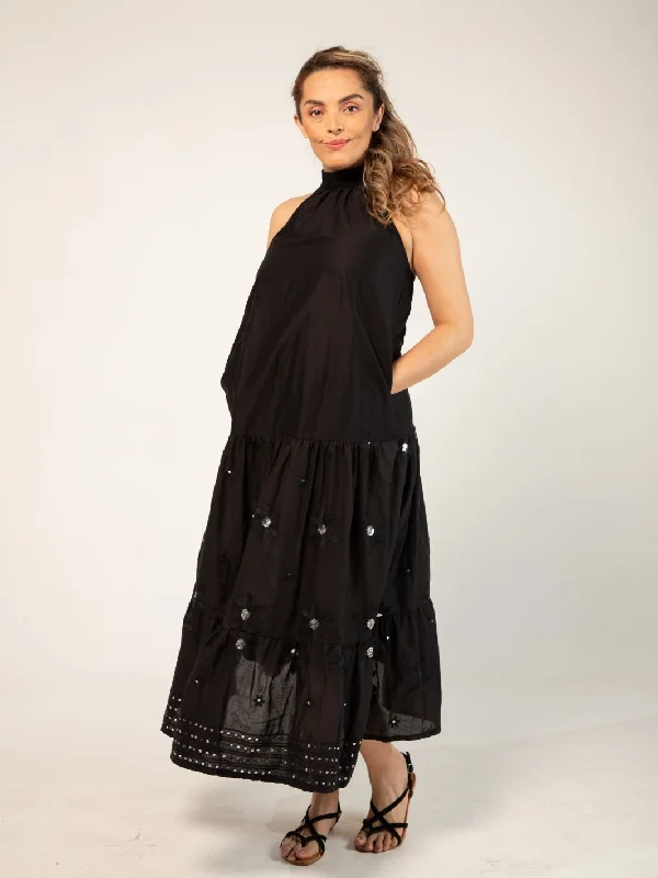 Long Backless Dress with Pockets
