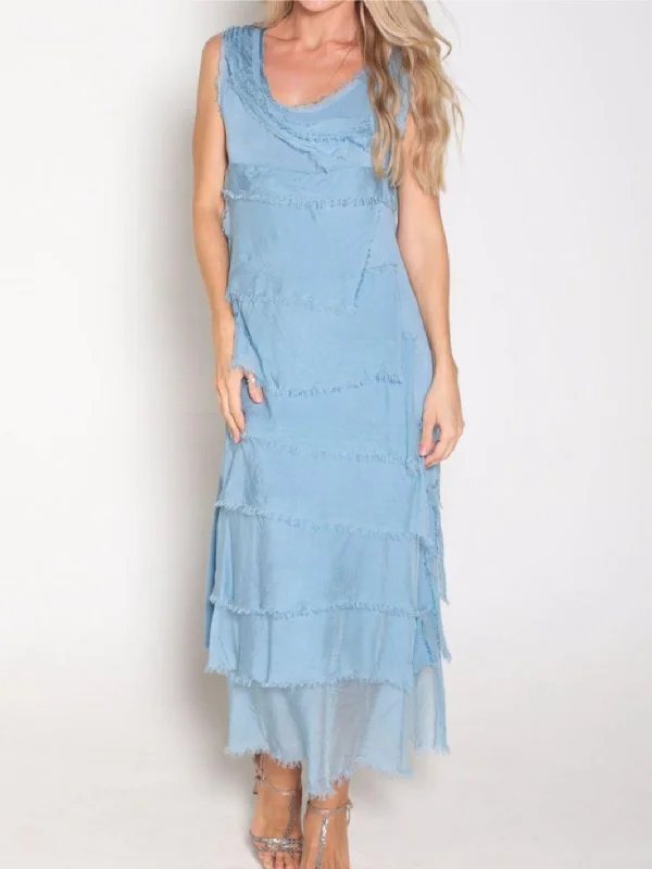 Long Ruffled Dress - Blue