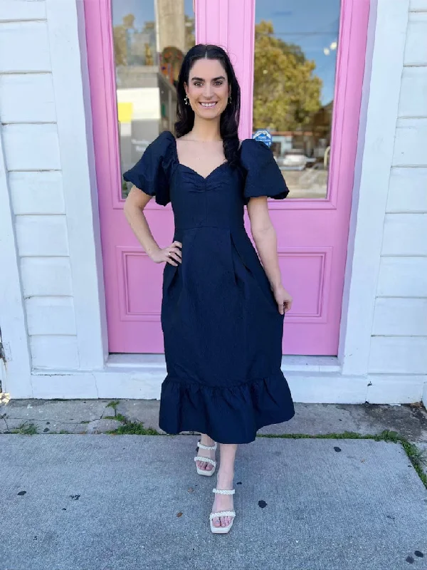 Navy Hudson Textured Dress
