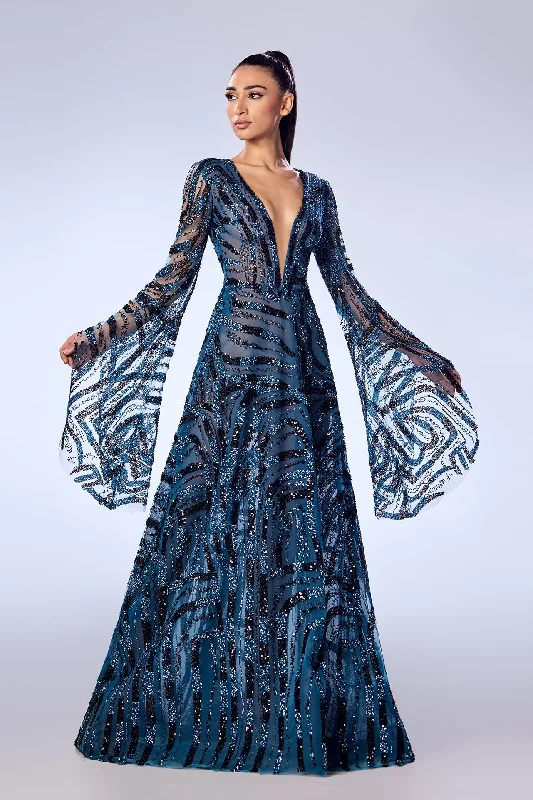 Plunging neckline fully beaded dress
