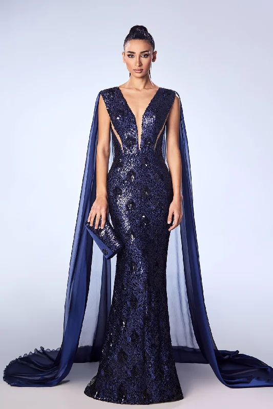 Plunging necklined beaded dress