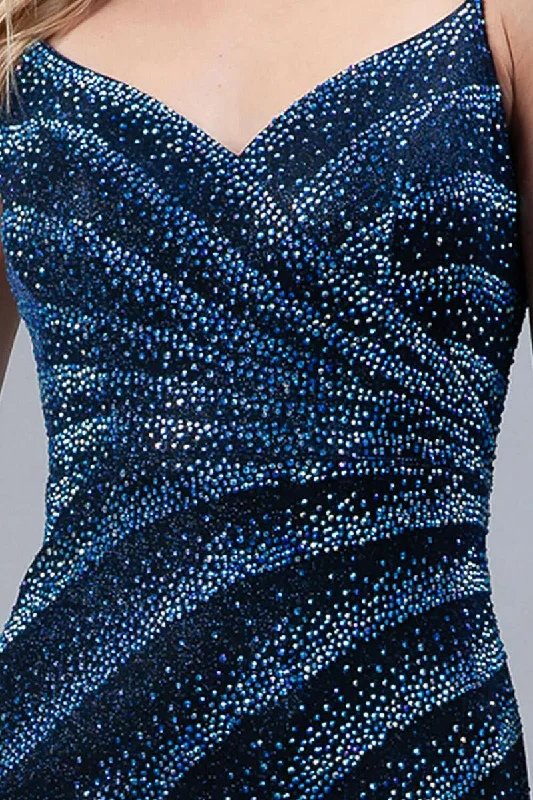 Side Slit Embellished Glitter Corset Back Long Prom Dress AC397