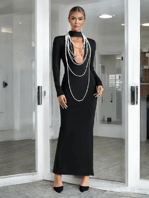 Roche Pearl Beaded Embellished Bandage Dress