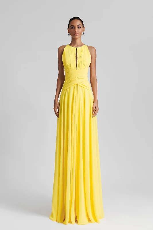 Sleeeveless crepe georgette dress with beadings