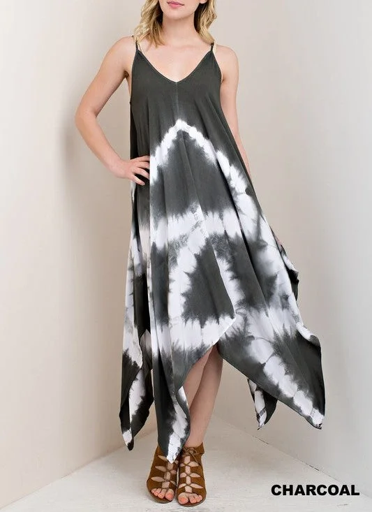 Kori Tie Dye Handkerchief Dress Charcoal